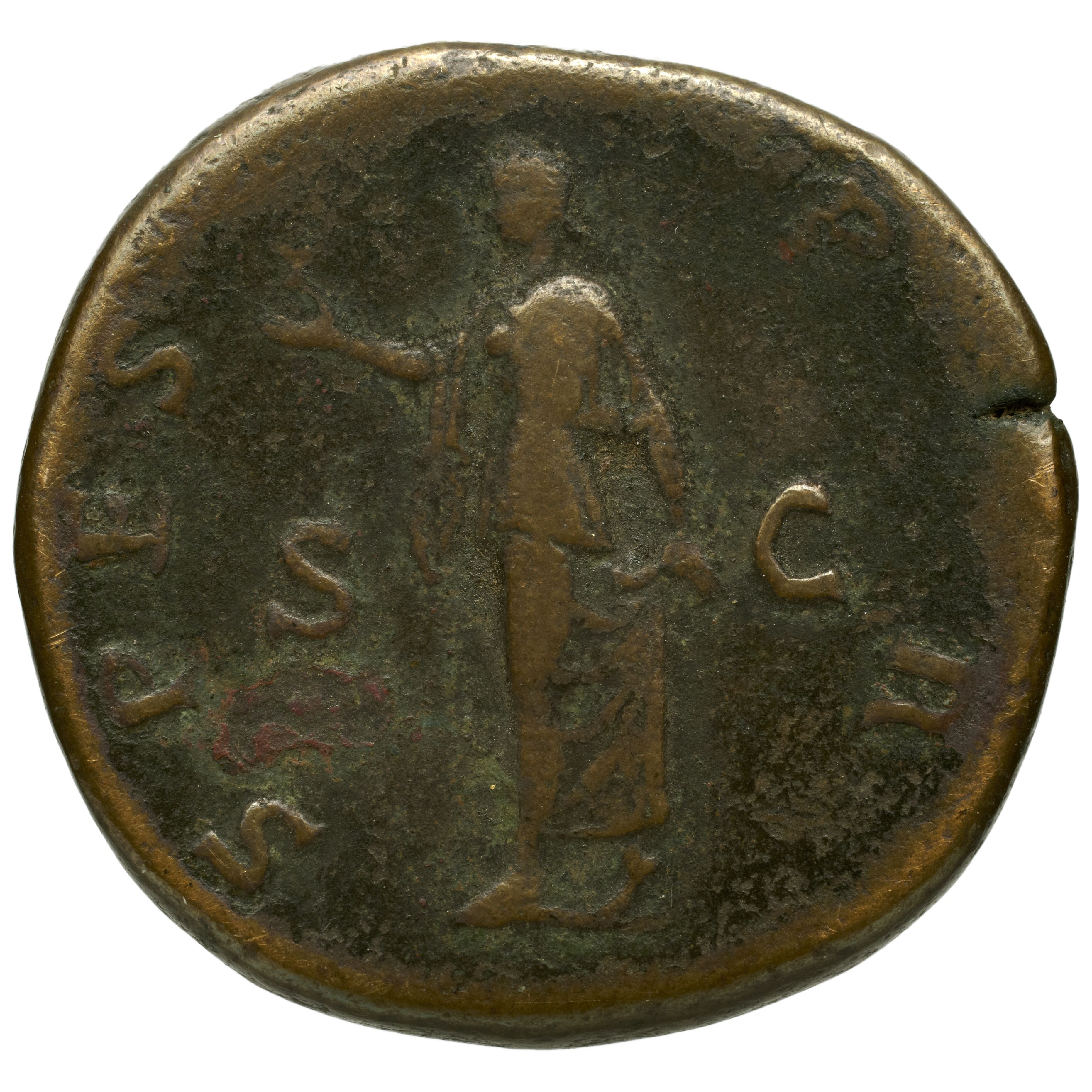 RIC II Trajan 790 Trajan obverse, Head of Vesta, veiled, right; flanked by wreath and simpulum
