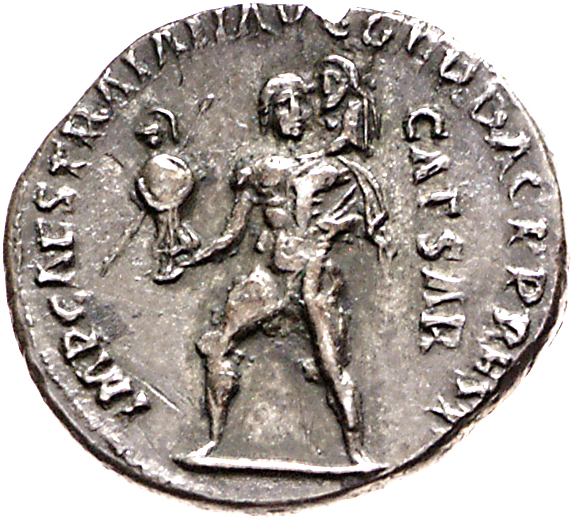 RIC II Trajan 801 Trajan reverse, Aeneas carrying Anchises and palladium