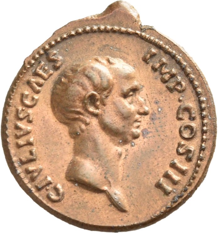 RIC II Trajan 806 Trajan obverse, Head of Julius Caesar, bare, right