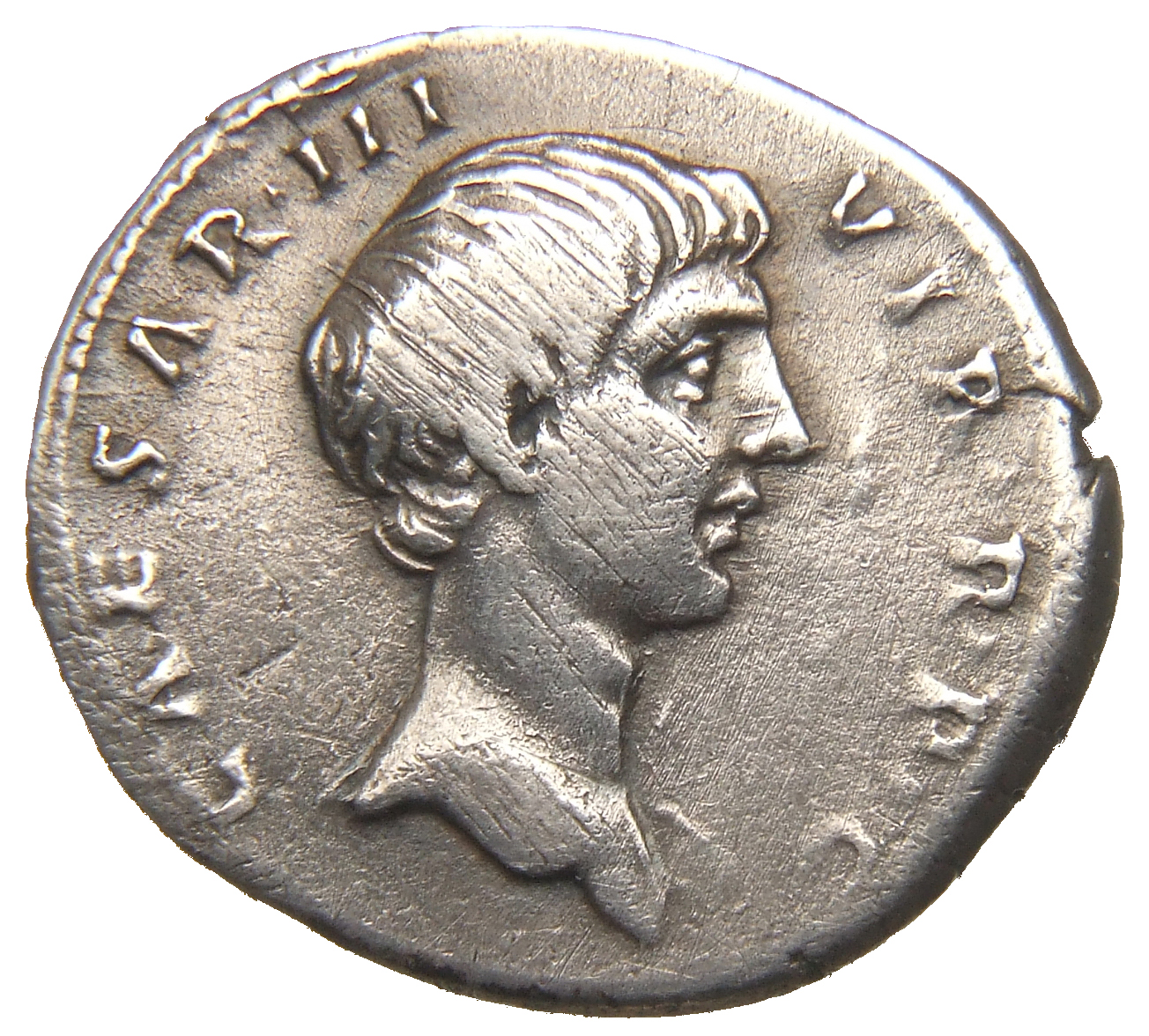 RIC II Trajan 807 Trajan obverse, Head of Octavian, bare, right