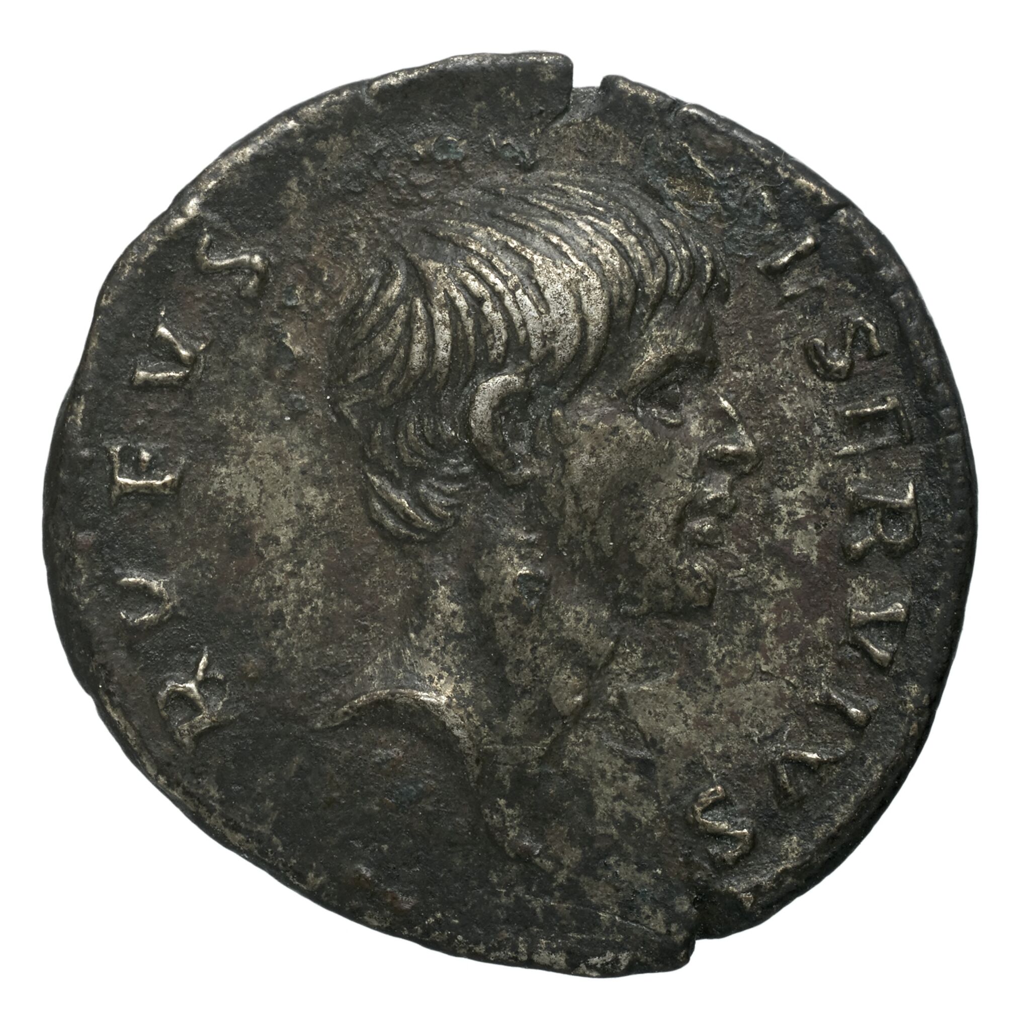 RIC II Trajan 810 Trajan obverse, Head of Lucius Servius Sulpicius Rufus, bearded, right