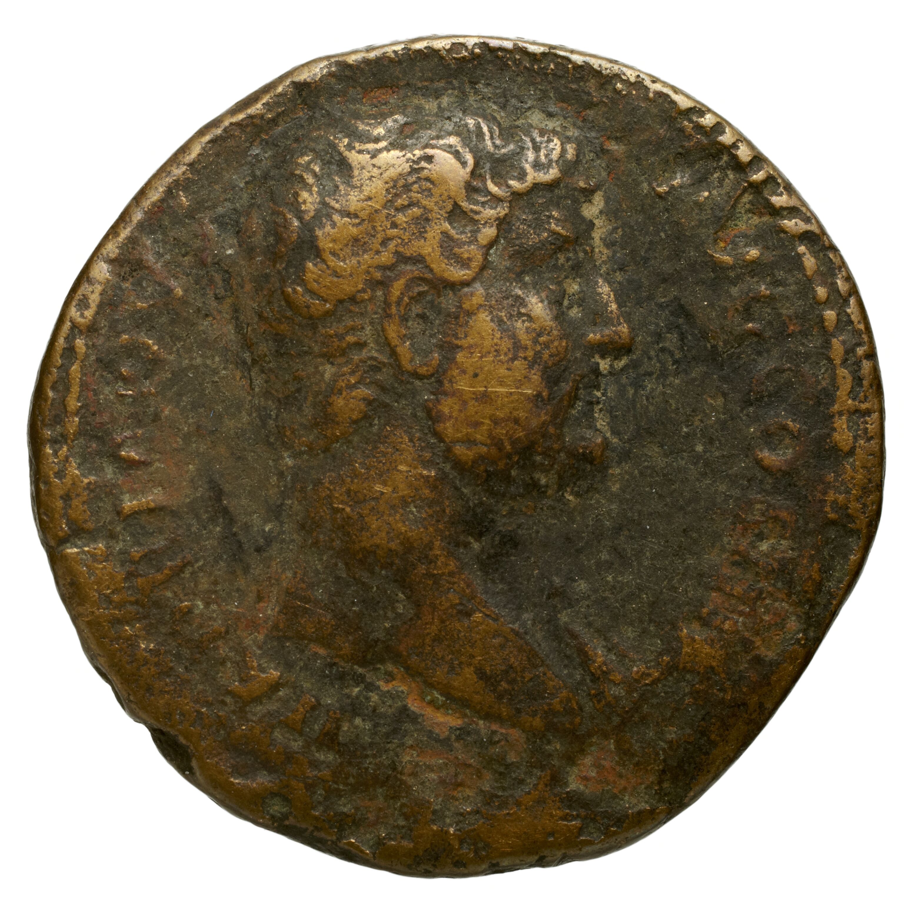 RIC II Trajan 816 Trajan obverse, Head of Divus Julius Caesar, bare, right