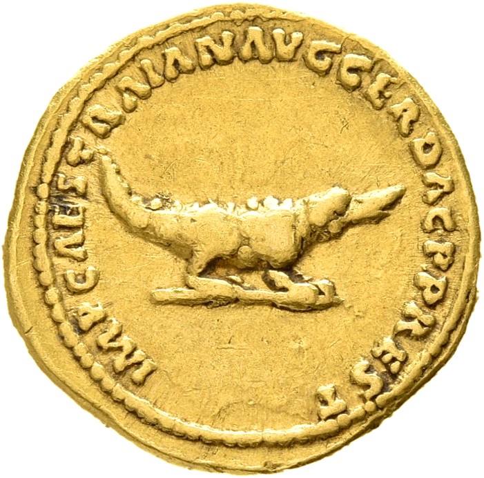 RIC II Trajan 819 Trajan reverse, Crocodile standing right