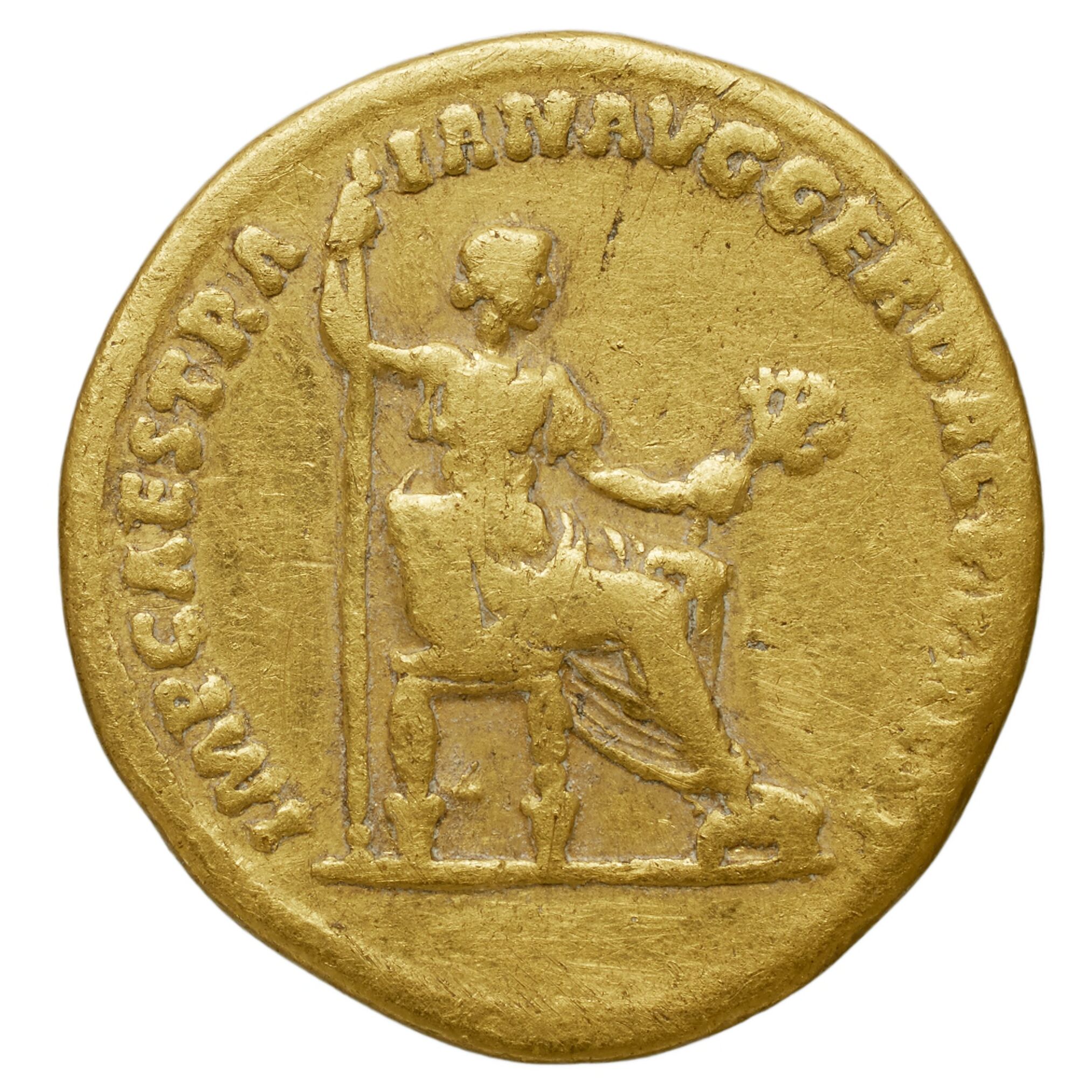 RIC II Trajan 821 Trajan obverse, Head of Tiberius, laureate, right