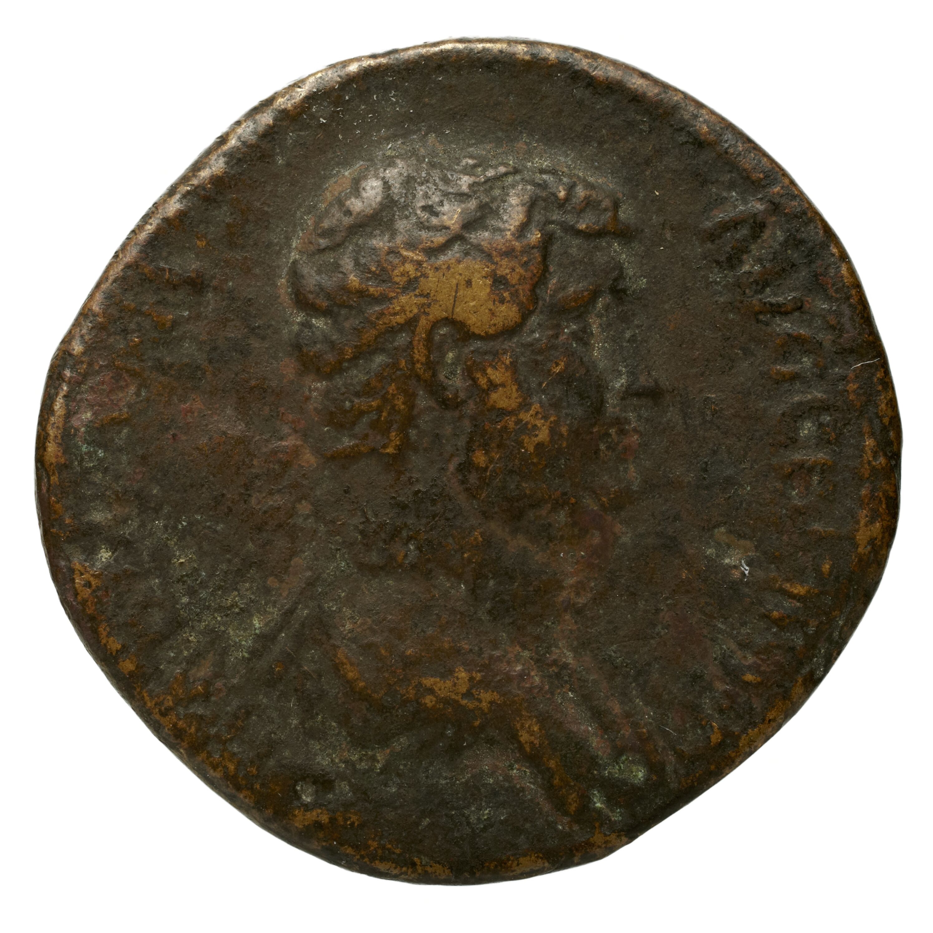 RIC II Trajan 822 Trajan obverse, Head of Claudius, laureate, right