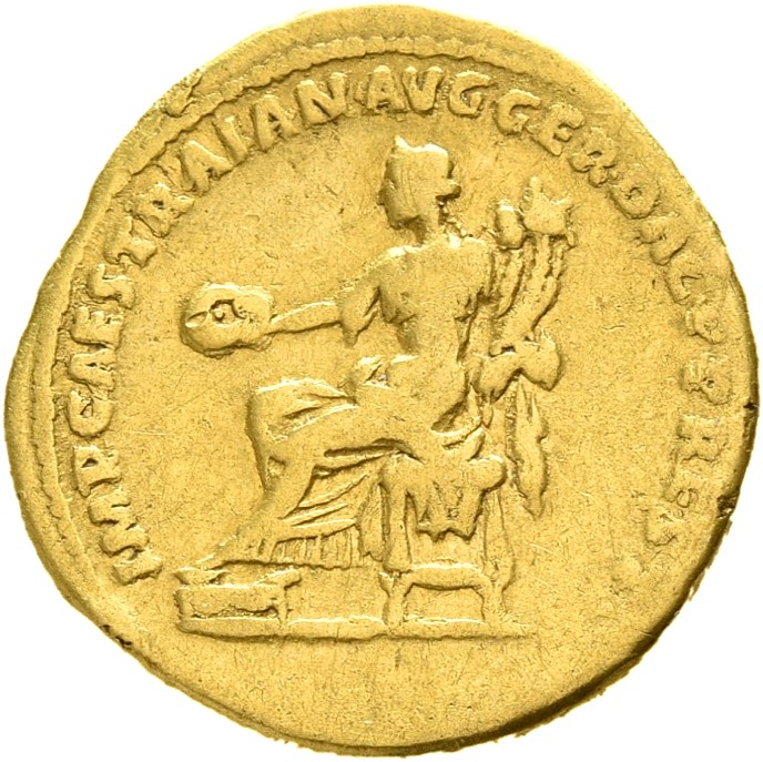 RIC II Trajan 823 Trajan reverse, Concordia seated left, holding patera in right hand and double cornucopiae in left