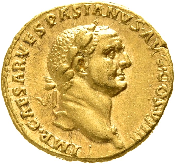 RIC II Trajan 826 Trajan obverse, Head of Vespasian, laureate, right