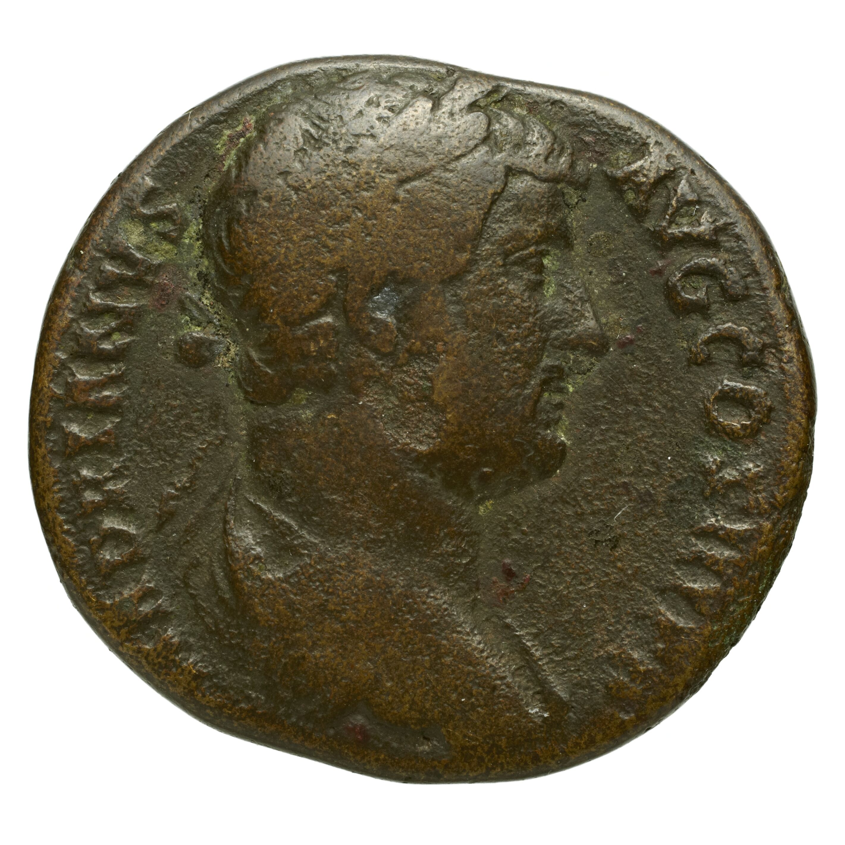 RIC II Trajan 828 Trajan obverse, Head of Divus Vespasian, laureate, right