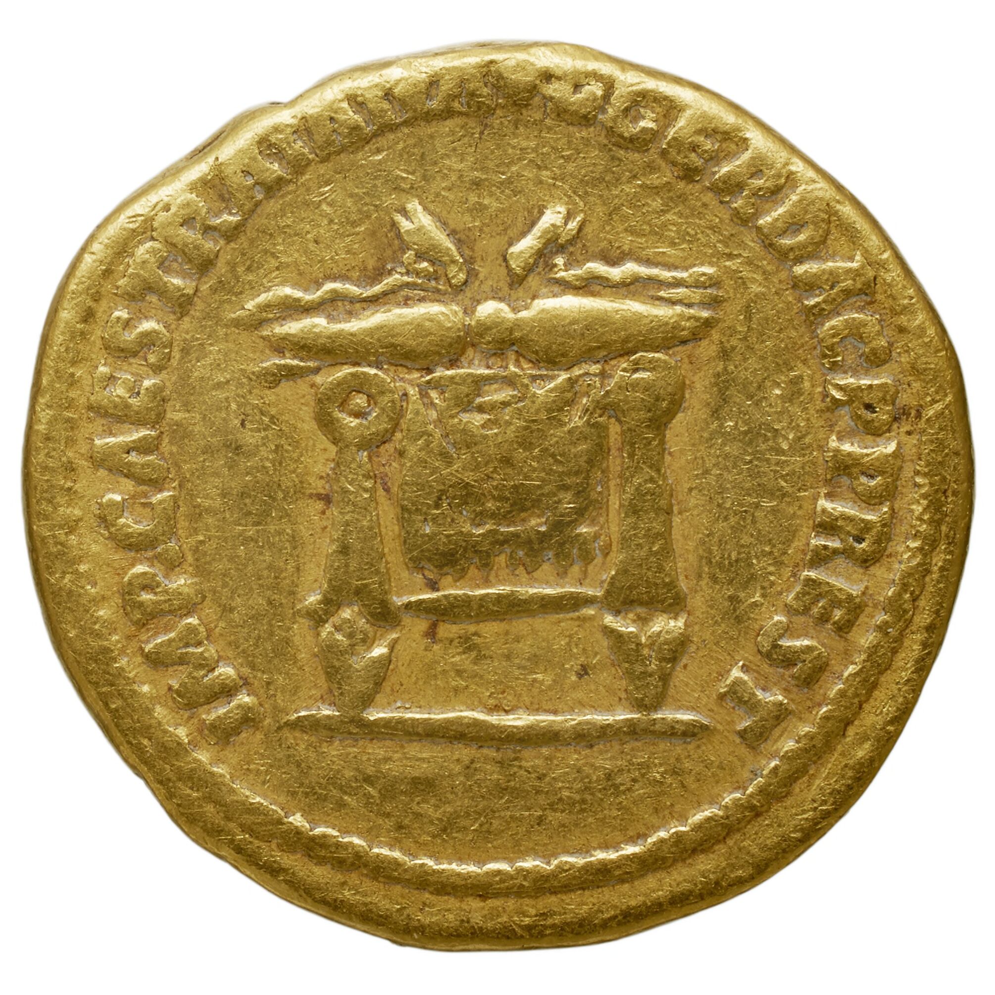 RIC II Trajan 829 Trajan obverse, Head of Divus Vespasian, laureate, right