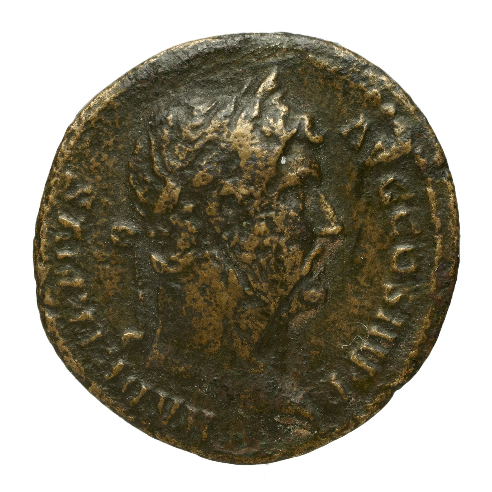 RIC II Trajan 836 Trajan obverse, Head of Divus Nerva, laureate, draped on left shoulder, right