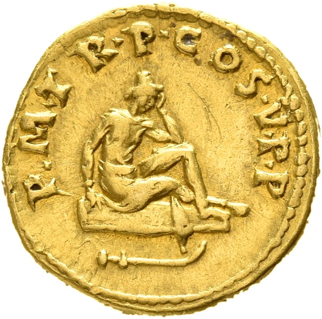 RIC II Trajan 89 (aureus) Trajan reverse, Dacian seated in attitude of mourning on shield; sword below