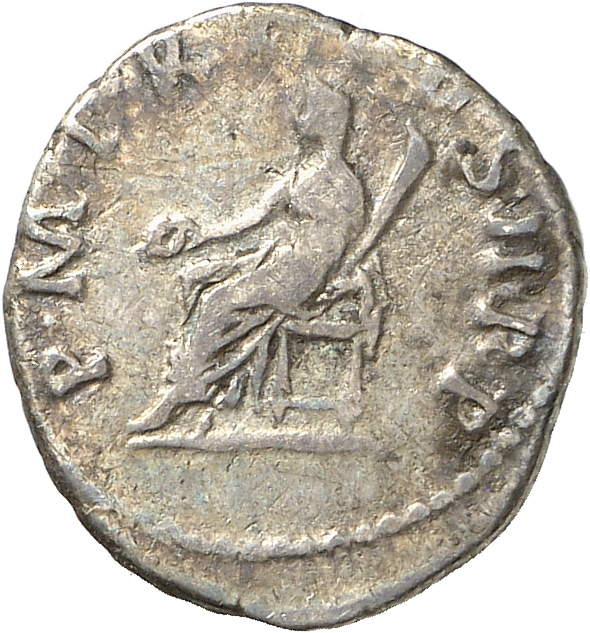RIC II Trajan 9 Trajan reverse, Vesta, veiled, draped, seated left on seat without back, holding patera in right hand and ...
