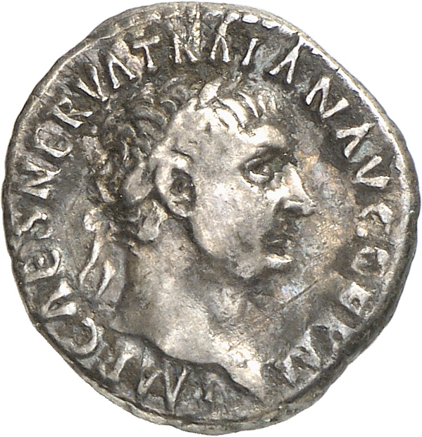 RIC II Trajan 9 Trajan obverse, Head of Trajan, laureate, right