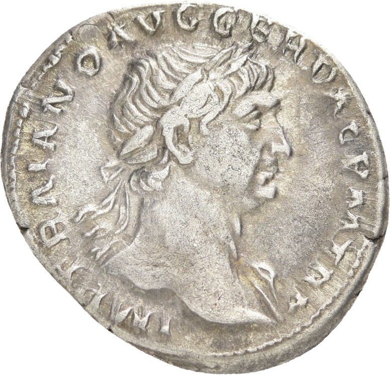 RIC II Trajan 91 Trajan obverse, Bust of Trajan, laureate, draped, right (sometimes draped on left shoulder)