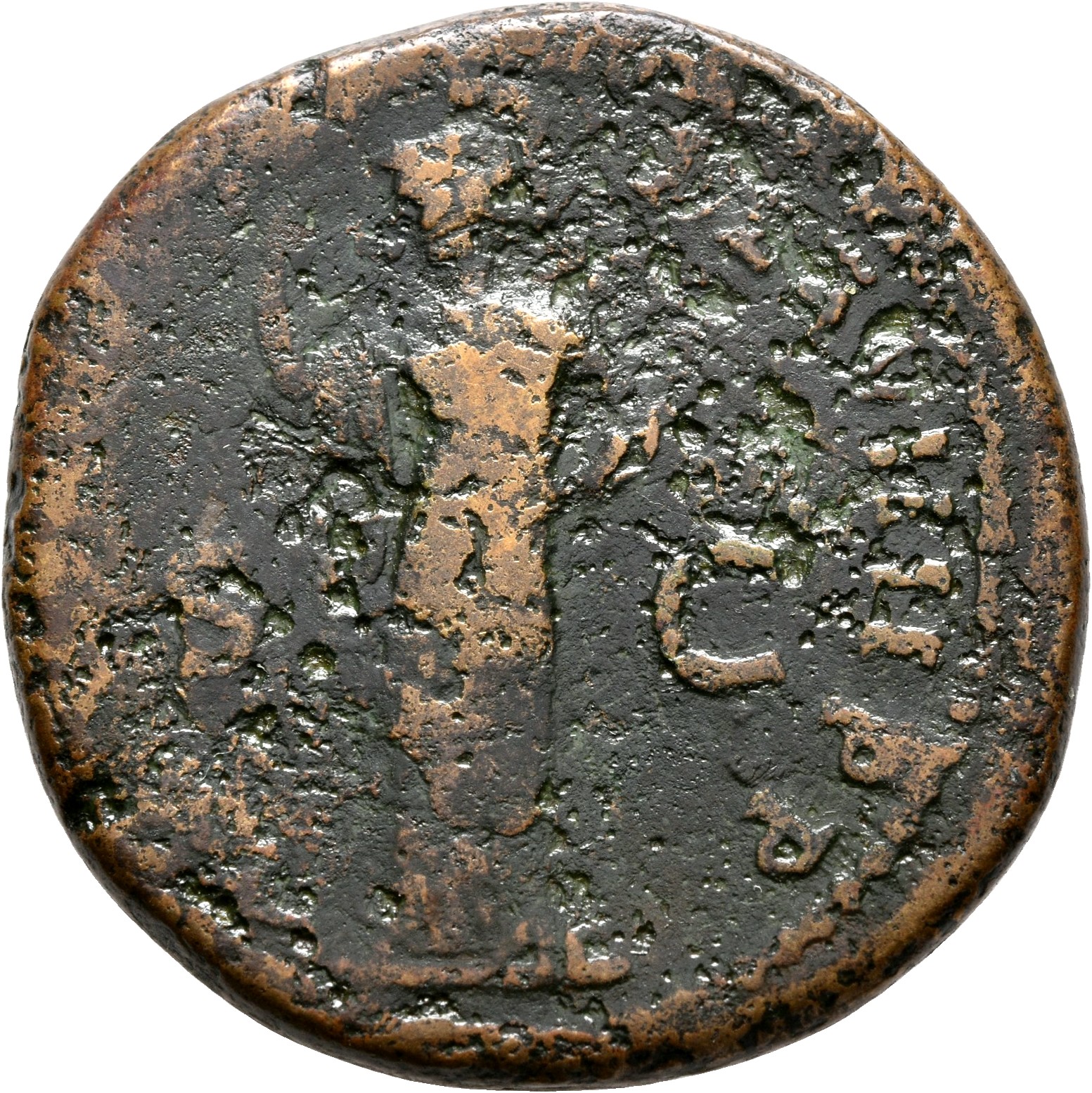 RIC II, Part 1 (second edition) Domitian 106 Domitian reverse — Minerva, helmeted, draped, standing left, holding vertical...