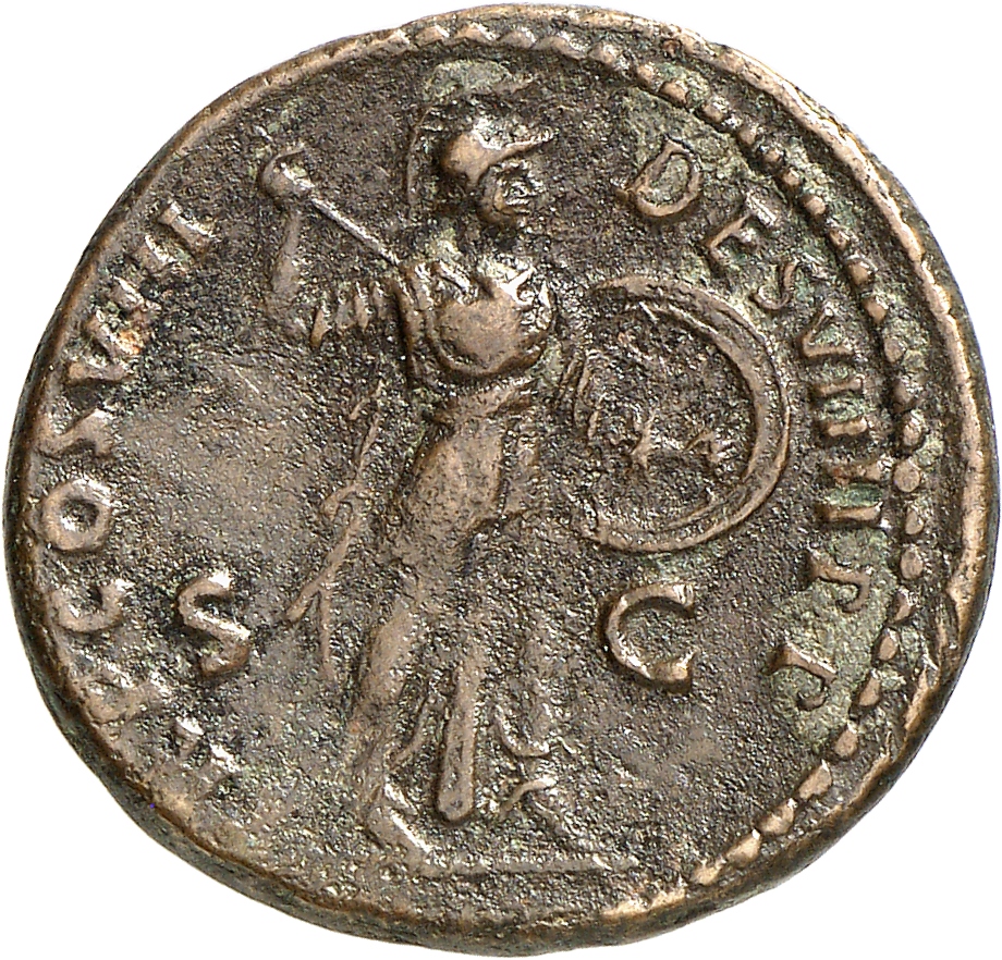 RIC II, Part 1 (second edition) Domitian 113 Domitian reverse, Minerva standing left, holding thunderbolt in right and spe...