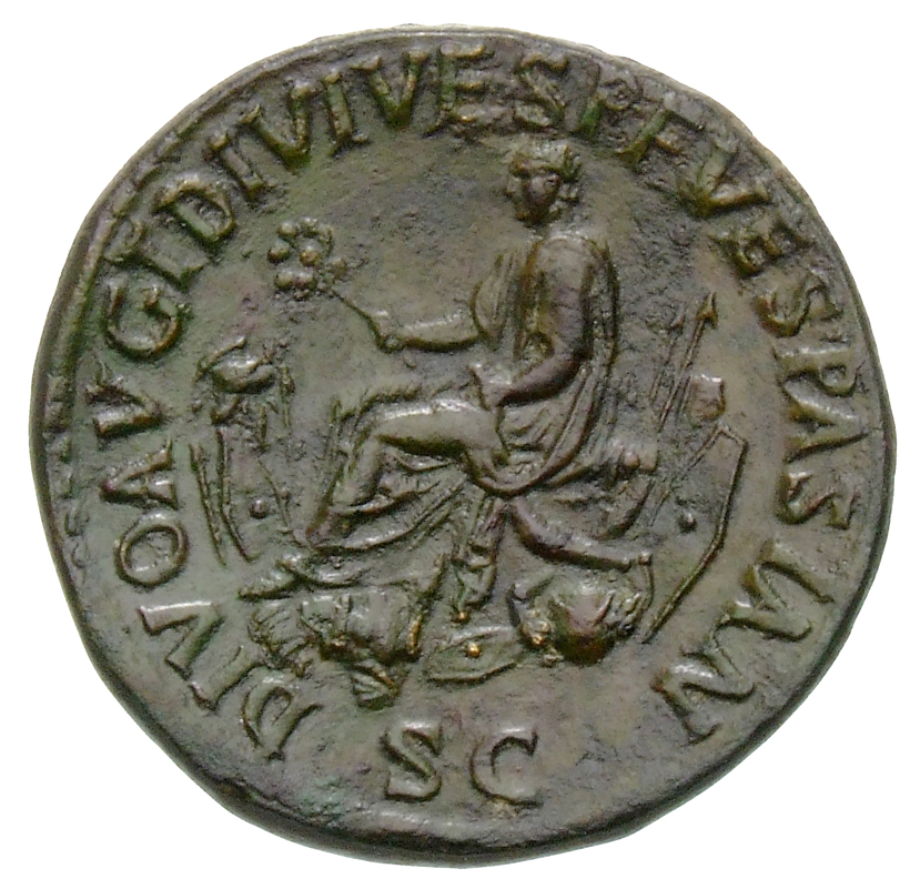 RIC II, Part 1 (second edition) Domitian 131 Domitian obverse, Colosseum; Meta sudans left; Porticoed building right