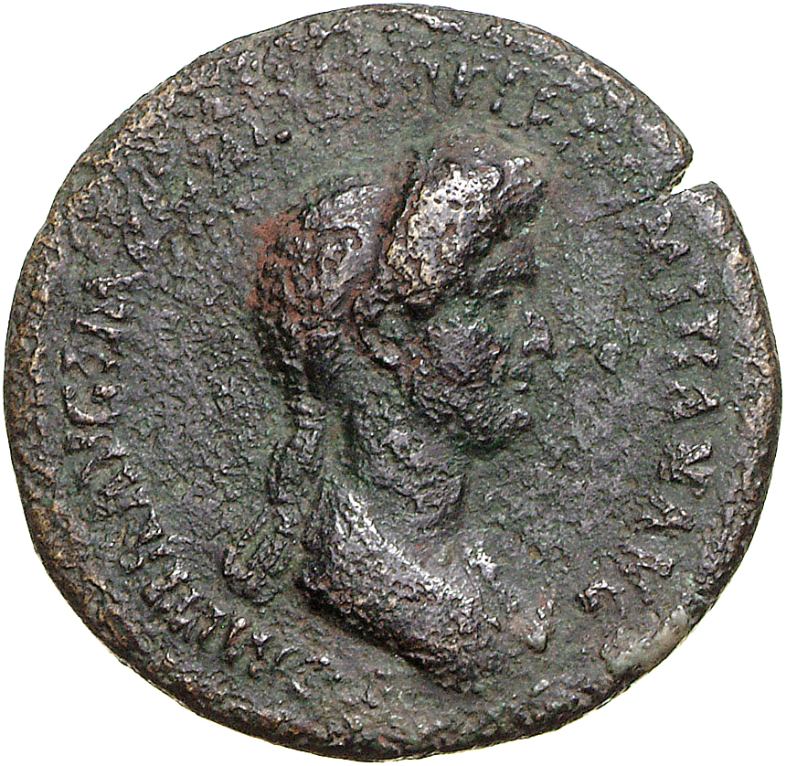 RIC II, Part 1 (second edition) Domitian 136 Domitian obverse, Bust of Domitia, draped, right; hair bundled in front and i...