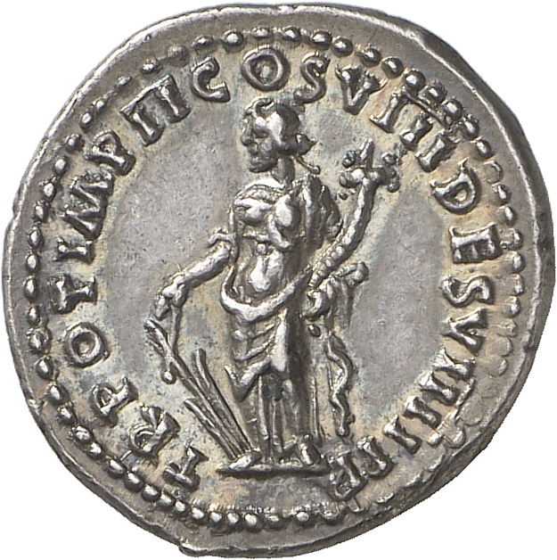 RIC II, Part 1 (second edition) Domitian 141 Domitian reverse — Fortuna standing left, holding rudder and cornucopiae