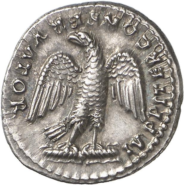 RIC II, Part 1 (second edition) Domitian 144 Domitian reverse, Eagle standing front on thunderbolt, head left, wings spread