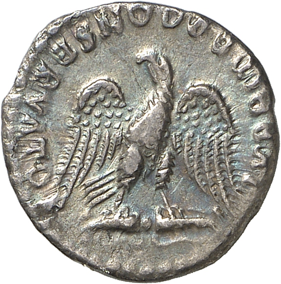 RIC II, Part 1 (second edition) Domitian 144 Domitian reverse — Eagle standing front on thunderbolt, head left, wings spread