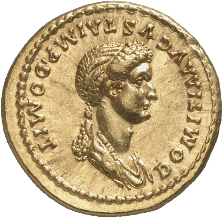 RIC II, Part 1 (second edition) Domitian 148 Domitian reverse, Bust of Domitia, draped, right; hair bundled in front and i...