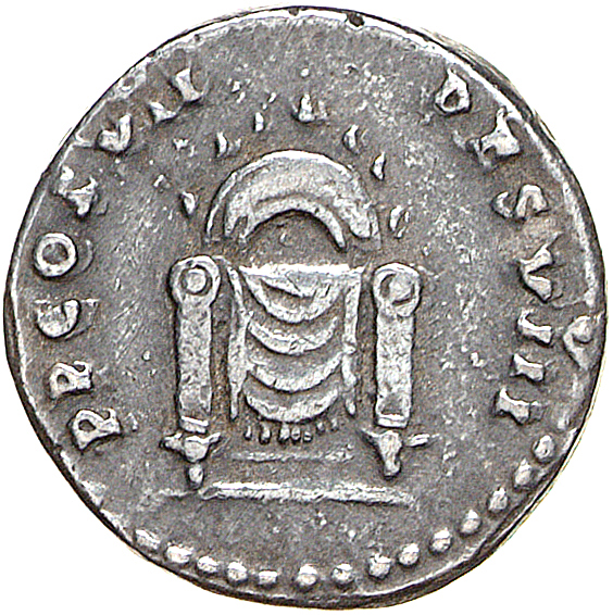 RIC II, Part 1 (second edition) Domitian 15 Domitian reverse, Square seat, draped; triangular or semicircular frame with c...