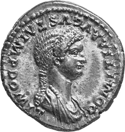 RIC II, Part 1 (second edition) Domitian 151 Domitian obverse, Bust of Domitia, draped, right; hair bundled in front and i...
