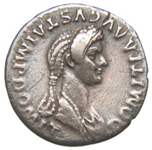 RIC II, Part 1 (second edition) Domitian 153 Domitian obverse, Bust of Domitia, draped, right; hair bundled in front and i...