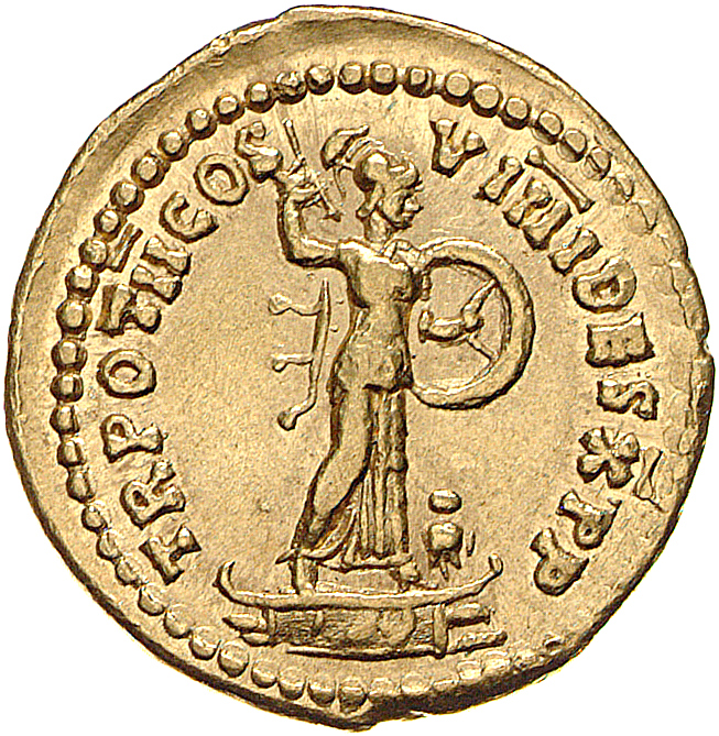 RIC II, Part 1 (second edition) Domitian 163 Domitian reverse, Minerva standing right on top of rostral column, holding sp...