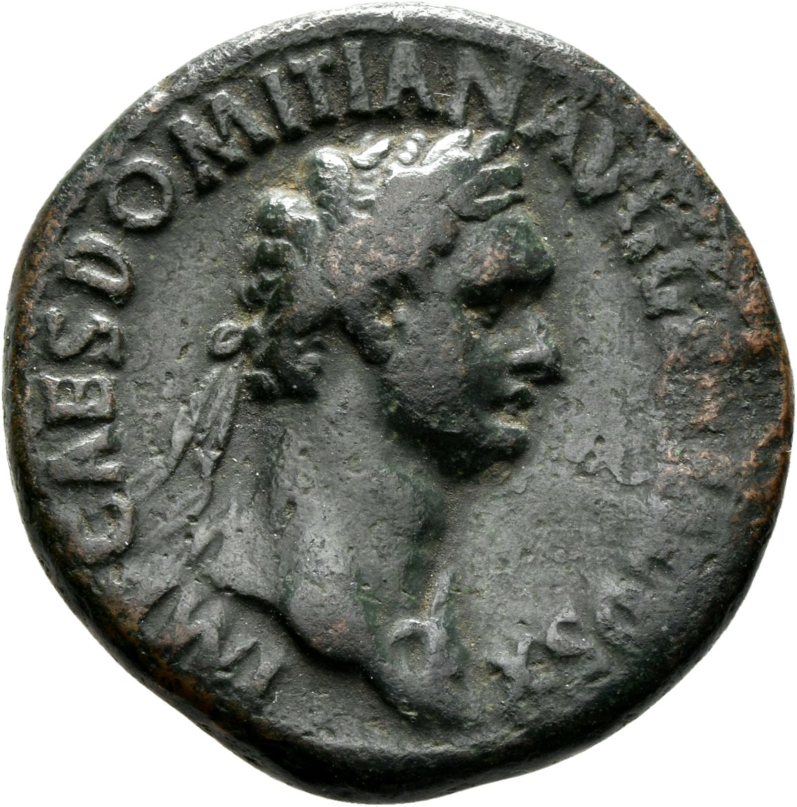 RIC II, Part 1 (second edition) Domitian 219 Domitian obverse, Bust of Domitian, laureate, right with aegis