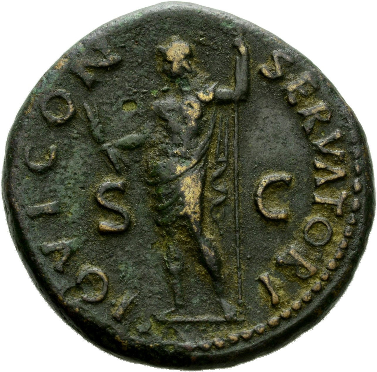 RIC II, Part 1 (second edition) Domitian 219 Domitian reverse, Jupiter standing left, holding thunderbolt in right hand an...