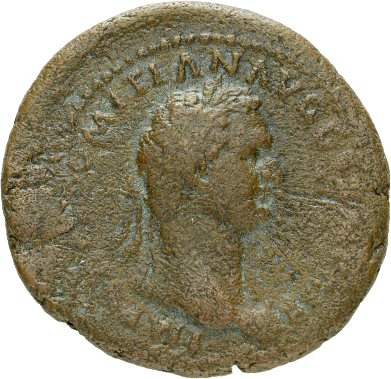 RIC II, Part 1 (second edition) Domitian 224 Domitian obverse, Bust of Domitian, laureate, right with aegis