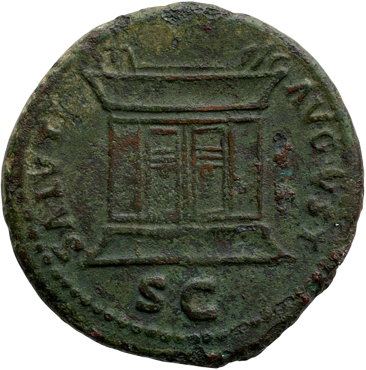 RIC II, Part 1 (second edition) Domitian 226 Domitian reverse, Rectangular altar on base with three steps, door with four ...