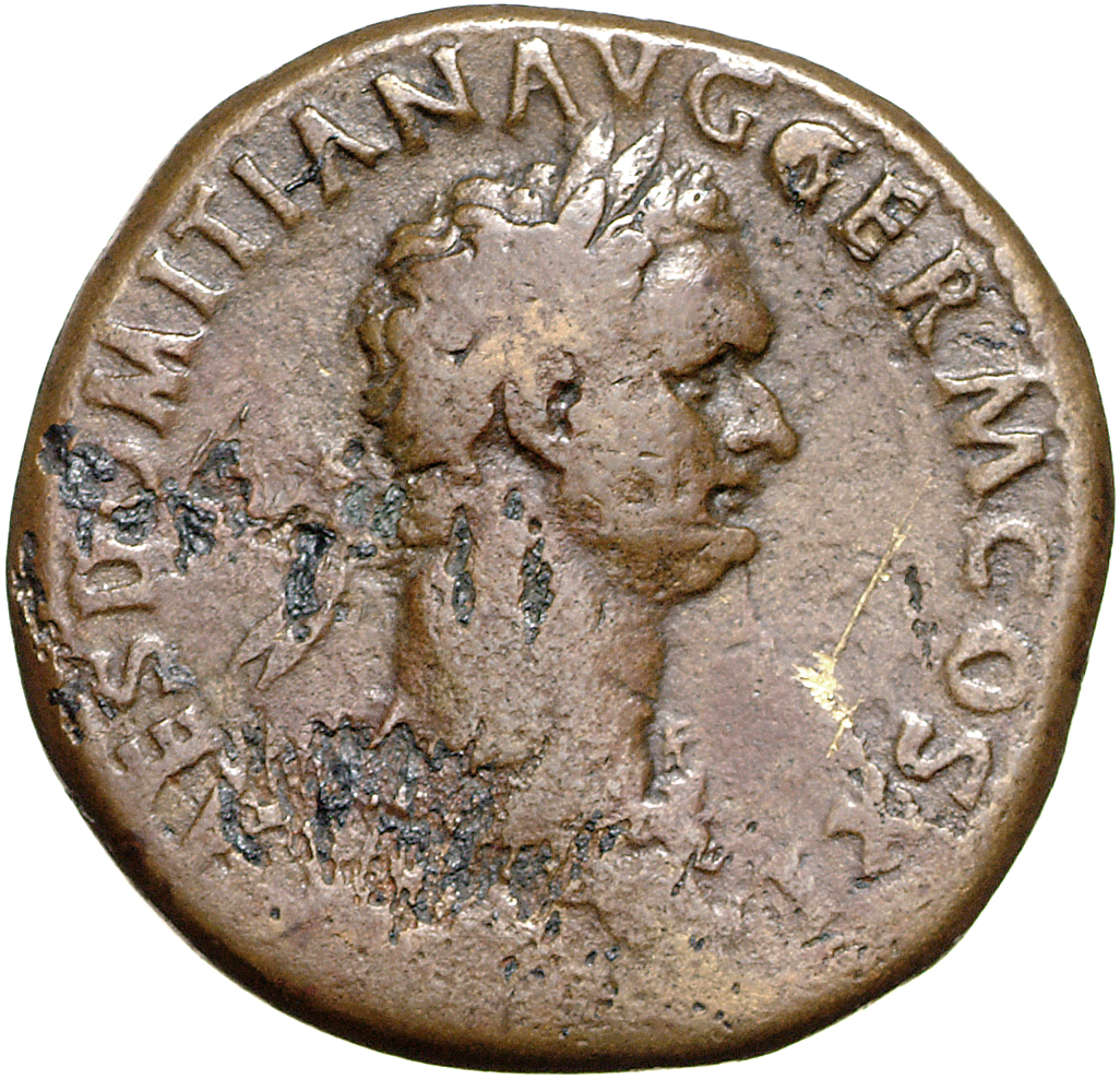 RIC II, Part 1 (second edition) Domitian 274 Domitian obverse, Bust of Domitian, laureate, right with aegis