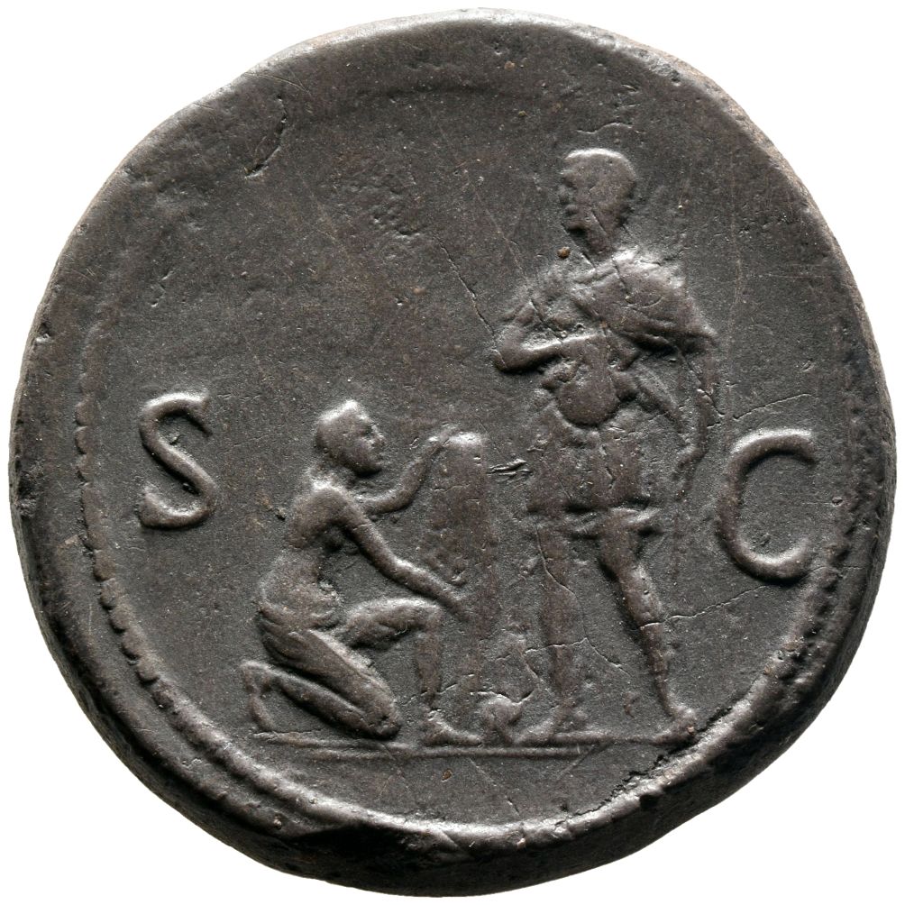 RIC II, Part 1 (second edition) Domitian 279 Domitian reverse, Domitian standing left holding vertical spear in left hand,...