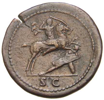 RIC II, Part 1 (second edition) Domitian 280 Domitian reverse, Domitian riding right, piercing German with spear