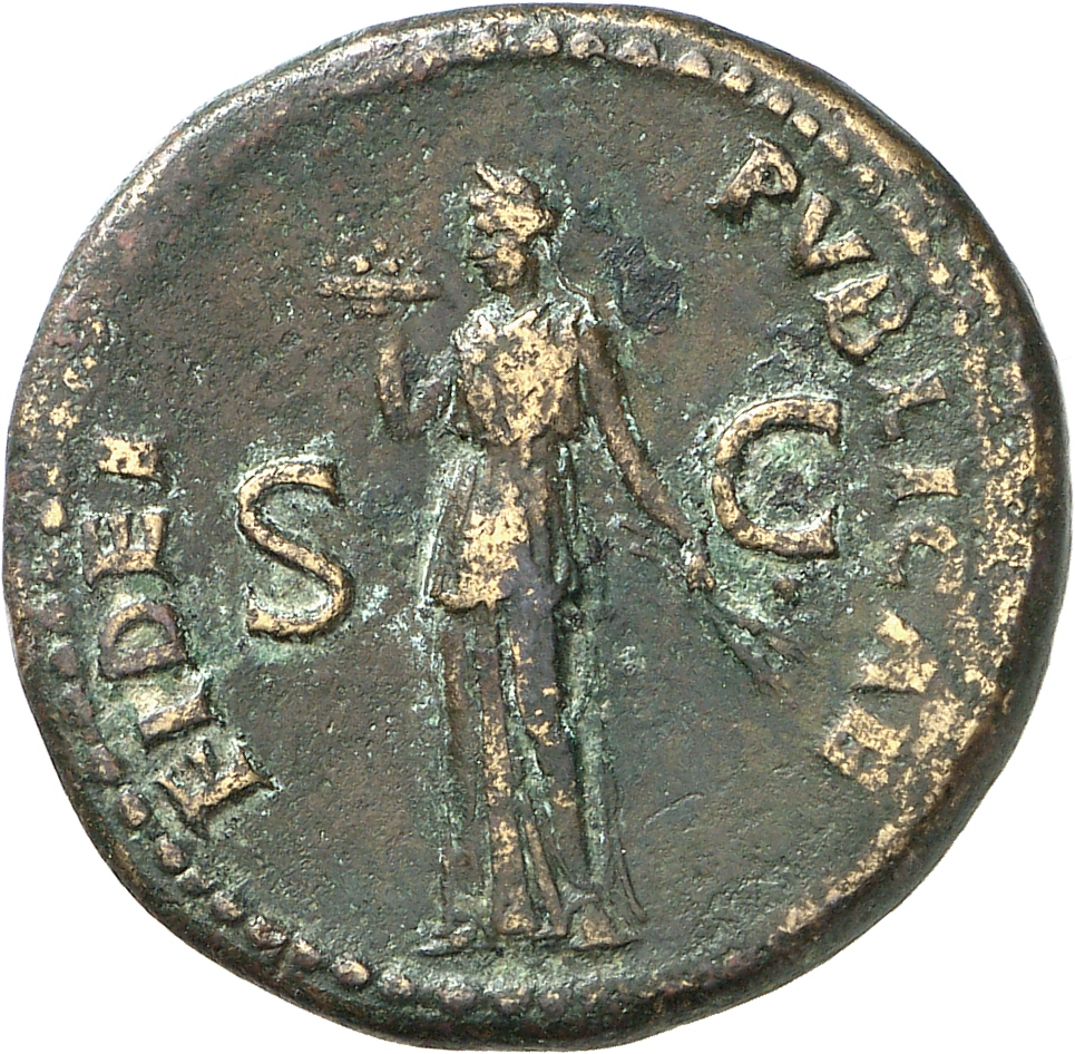 RIC II, Part 1 (second edition) Domitian 289 Domitian reverse, Fides standing left, holding plate of fruits in right hand ...