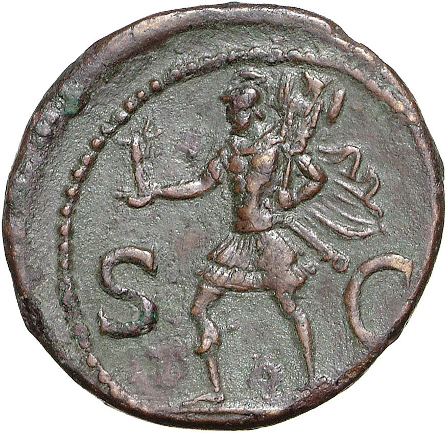 RIC II, Part 1 (second edition) Domitian 293 Domitian reverse, Mars, in military dress, advancing left, holding Victory in...