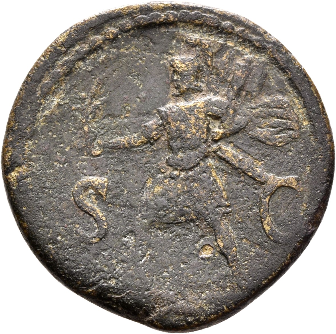 RIC II, Part 1 (second edition) Domitian 293 Domitian reverse, Mars, in military dress, advancing left, holding Victory in...