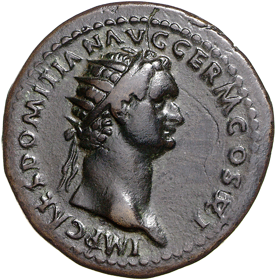 RIC II, Part 1 (second edition) Domitian 297 Domitian obverse, Head of Domitian, radiate, right
