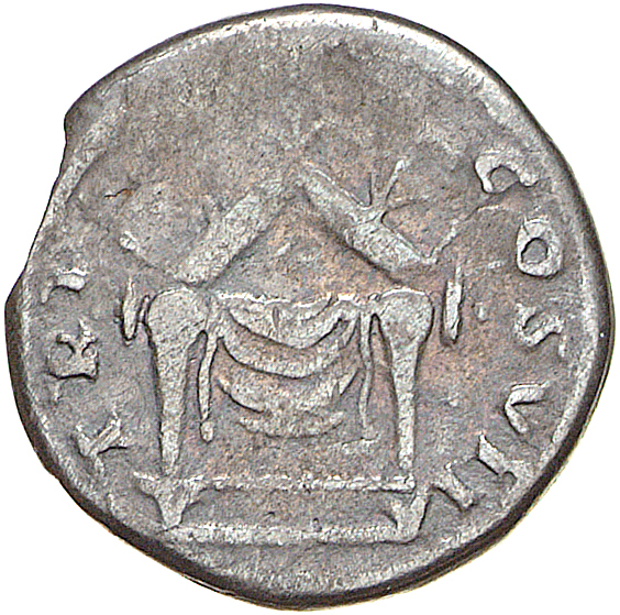 RIC II, Part 1 (second edition) Domitian 3 Domitian reverse, Square seat, draped; triangular frame with corn-ears above