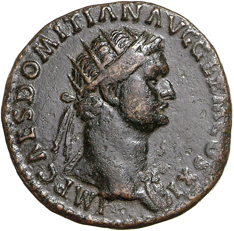 RIC II, Part 1 (second edition) Domitian 300 Domitian obverse, Bust of Domitian, radiate, right with aegis