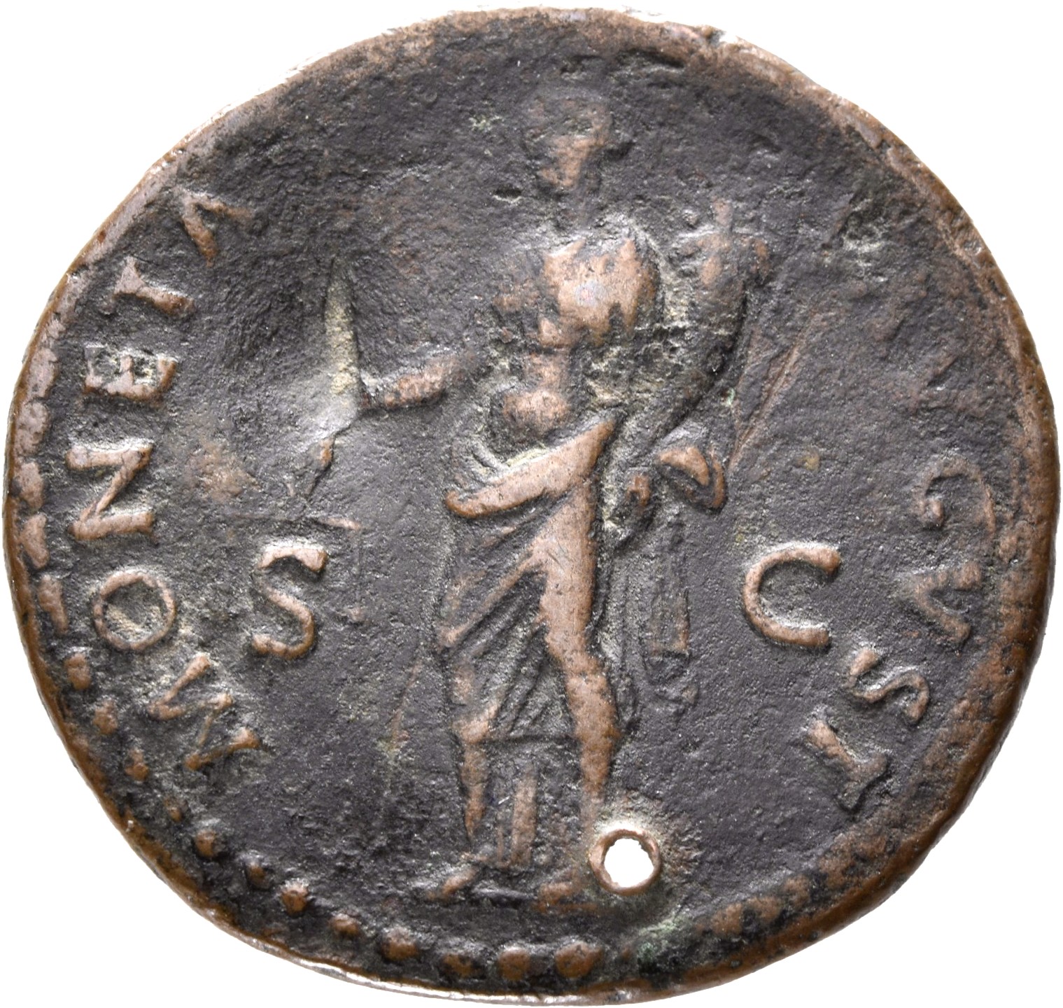RIC II, Part 1 (second edition) Domitian 303 Domitian reverse, Moneta standing left, holding scales and cornucopiae