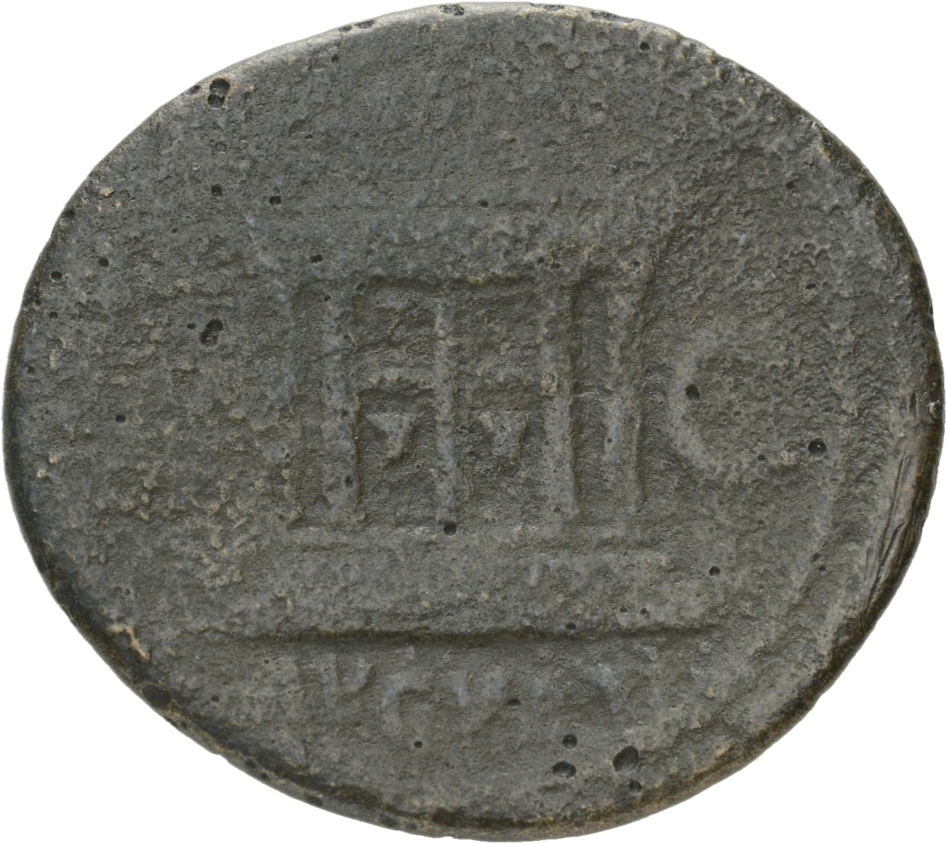 RIC II, Part 1 (second edition) Domitian 305 Domitian reverse, Rectangular altar with three steps, door with four panels, ...