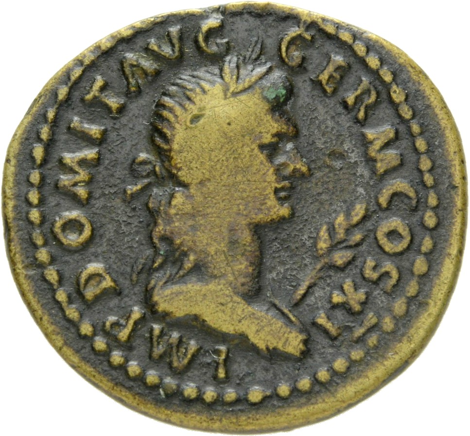 RIC II, Part 1 (second edition) Domitian 312 Domitian obverse, Bust of Apollo, draped, right; branch right