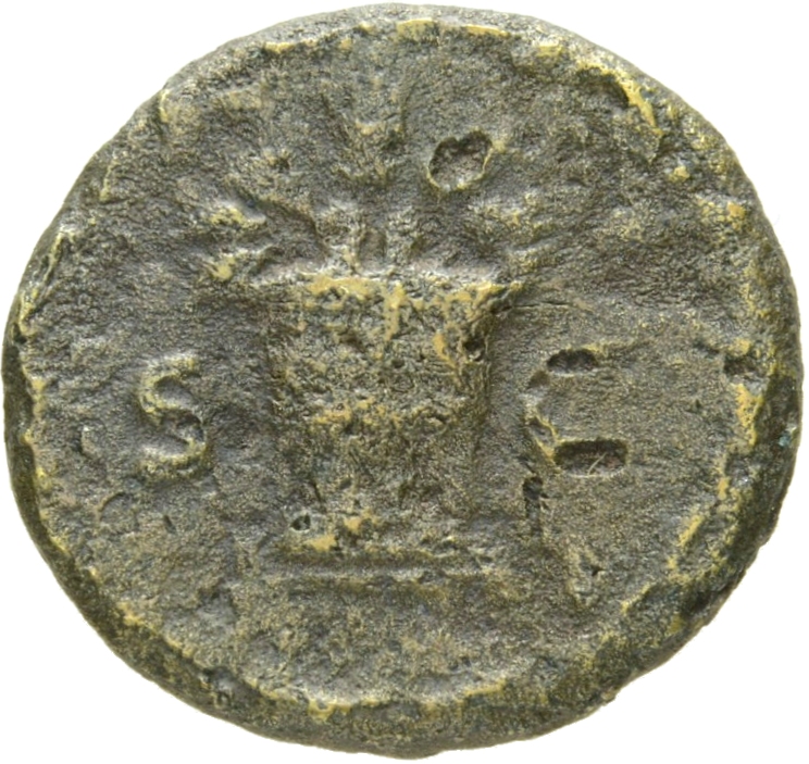 RIC II, Part 1 (second edition) Domitian 315 Domitian reverse, Modius and corn-ears