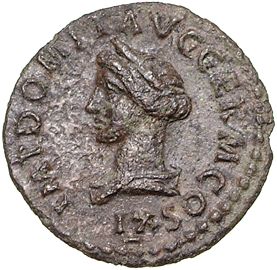 RIC II, Part 1 (second edition) Domitian 316 Domitian obverse, Bust of Ceres, draped, wearing wreath of corn-ears, right