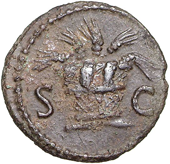 RIC II, Part 1 (second edition) Domitian 316 Domitian reverse, Modius and corn-ears