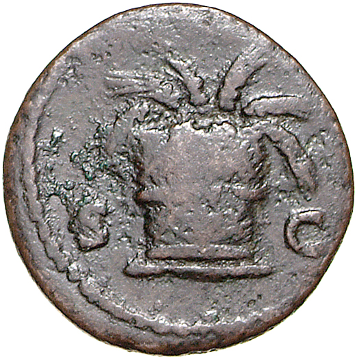 RIC II, Part 1 (second edition) Domitian 316 Domitian reverse, Modius and corn-ears